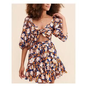 REVOLVE Floral Mini Dress - Blue and Orange